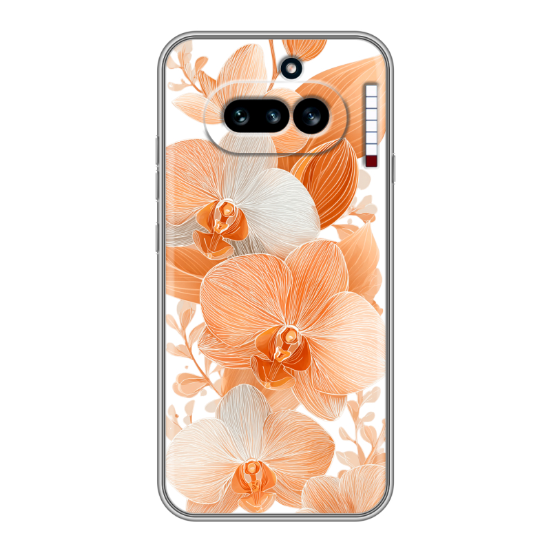 Силиконовый чехол на Nothing Phone (4a) с принтом Бежевые цветы Силиконовый чехол на Nothing Phone (4a) с принтом Бежевые цветы