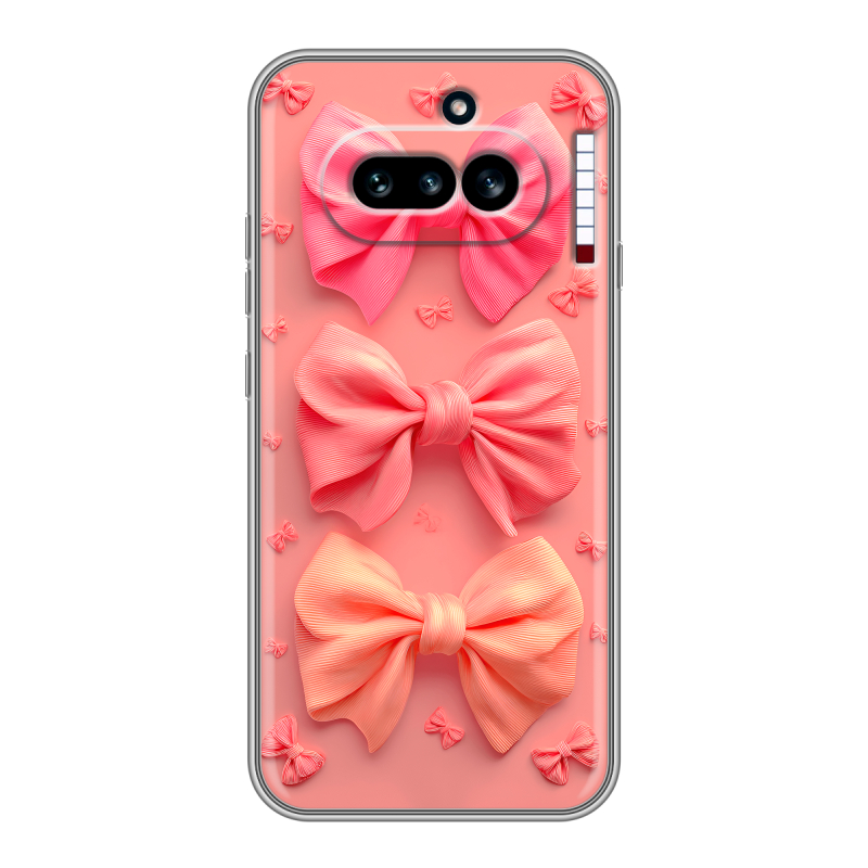 Силиконовый чехол на Nothing Phone (4a) с принтом Розовые бантики Силиконовый чехол на Nothing Phone (4a) с принтом Розовые бантики