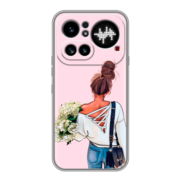 Силиконовый чехол на Nothing Phone (4a) Pro с принтом Девушка и букет Силиконовый чехол на Nothing Phone (4a) Pro с принтом Девушка и букет