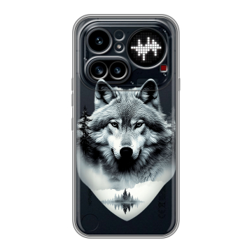 Силиконовый чехол на Nothing Phone (4a) Pro с принтом Волк в лесу Силиконовый чехол на Nothing Phone (4a) Pro с принтом Волк в лесу