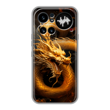 Силиконовый чехол на Nothing Phone (4a) Pro с принтом Золотой дракон Силиконовый чехол на Nothing Phone (4a) Pro с принтом Золотой дракон