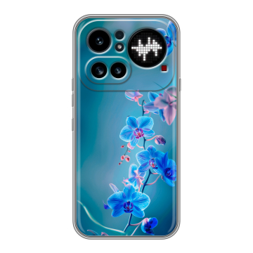 Силиконовый чехол на Nothing Phone (4a) Pro с принтом Голубые цветы Силиконовый чехол на Nothing Phone (4a) Pro с принтом Голубые цветы