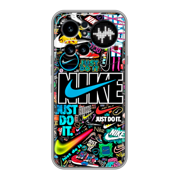 Силиконовый чехол на Nothing Phone (4a) Pro с принтом найк nike черный Силиконовый чехол на Nothing Phone (4a) Pro с принтом найк nike черный