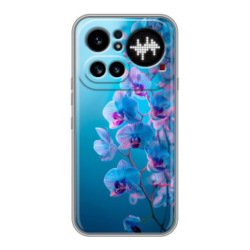 Силиконовый чехол на Nothing Phone (4a) Pro с принтом голубые орхидеи Силиконовый чехол на Nothing Phone (4a) Pro с принтом голубые орхидеи