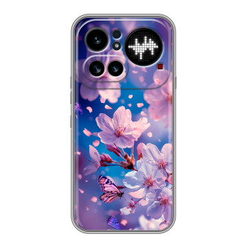 Силиконовый чехол на Nothing Phone (4a) Pro с принтом цветы бабочки Силиконовый чехол на Nothing Phone (4a) Pro с принтом цветы бабочки
