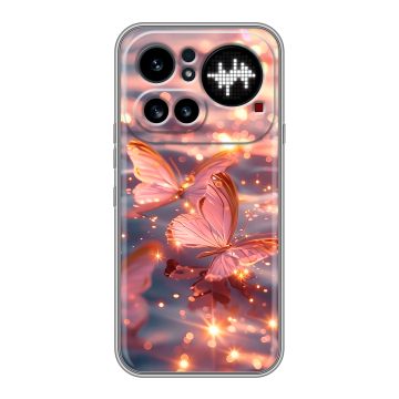Силиконовый чехол на Nothing Phone (4a) Pro с принтом бабочки розовые
