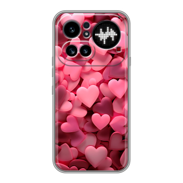 Силиконовый чехол на Nothing Phone (4a) Pro с принтом розовые сердечки Силиконовый чехол на Nothing Phone (4a) Pro с принтом розовые сердечки