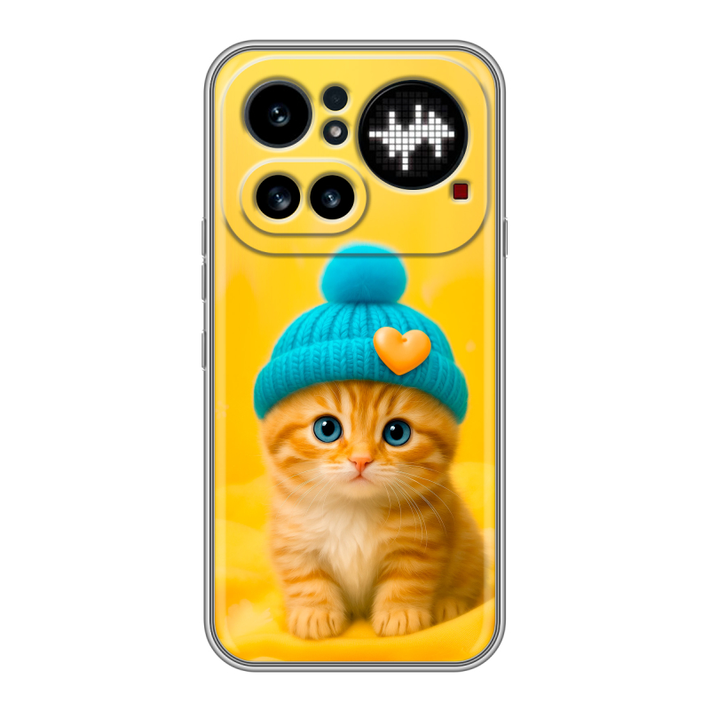 Силиконовый чехол на Nothing Phone (4a) Pro с принтом Котенок в шапке Силиконовый чехол на Nothing Phone (4a) Pro с принтом Котенок в шапке