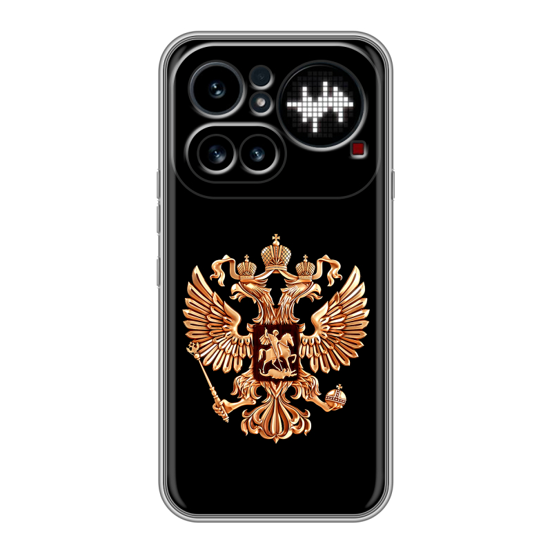 Силиконовый чехол на Nothing Phone (4a) Pro с принтом Герб России золотой Силиконовый чехол на Nothing Phone (4a) Pro с принтом Герб России золотой