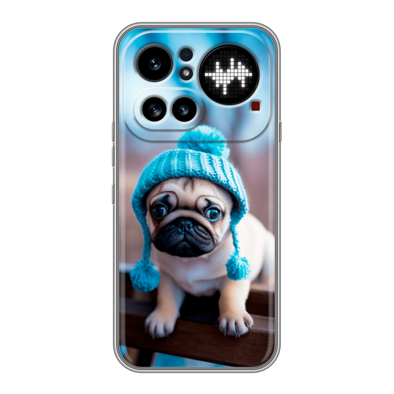 Силиконовый чехол на Nothing Phone (4a) Pro с принтом Мопс в шапке Силиконовый чехол на Nothing Phone (4a) Pro с принтом Мопс в шапке