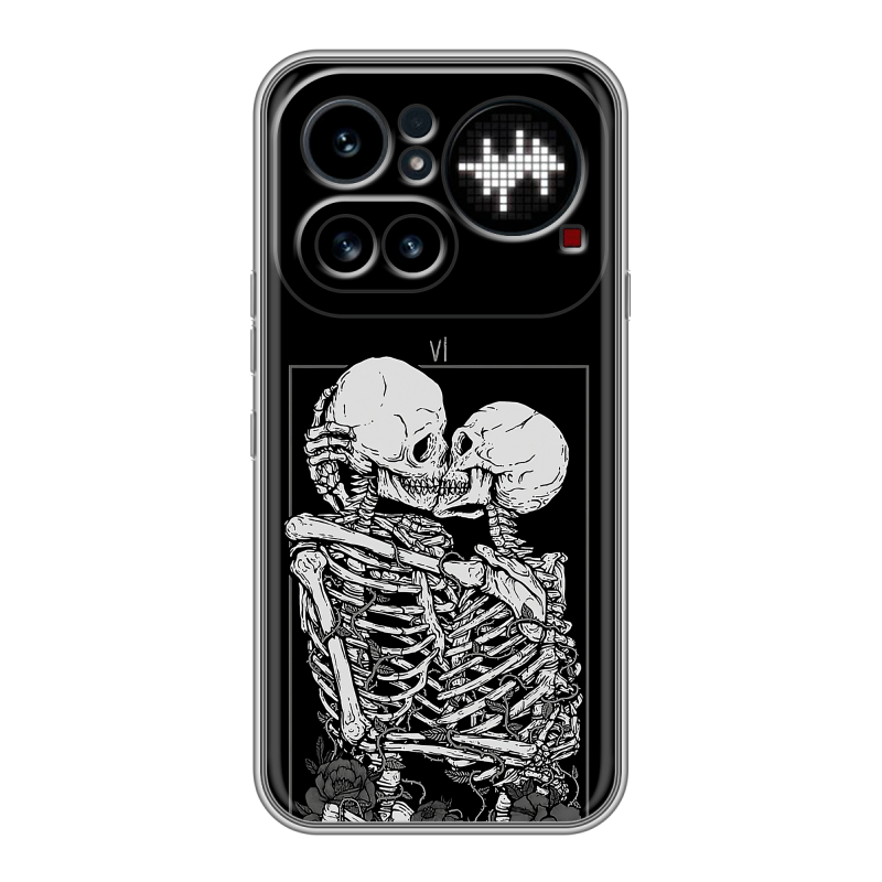 Силиконовый чехол на Nothing Phone (4a) Pro с принтом Поцелуй скелетов Силиконовый чехол на Nothing Phone (4a) Pro с принтом Поцелуй скелетов