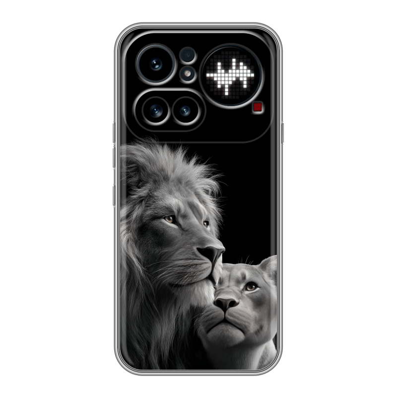 Силиконовый чехол на Nothing Phone (4a) Pro с принтом Лев кошки Силиконовый чехол на Nothing Phone (4a) Pro с принтом Лев кошки
