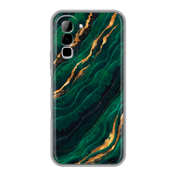Силиконовый чехол на Infinix Hot 70 с принтом Мрамор зеленое золото