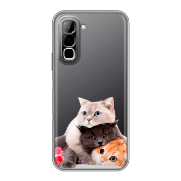 Силиконовый чехол на Infinix Hot 70 с принтом Кошки