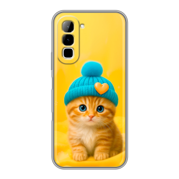 Силиконовый чехол на Infinix Hot 70 с принтом Котенок в шапке Силиконовый чехол на Infinix Hot 70 с принтом Котенок в шапке