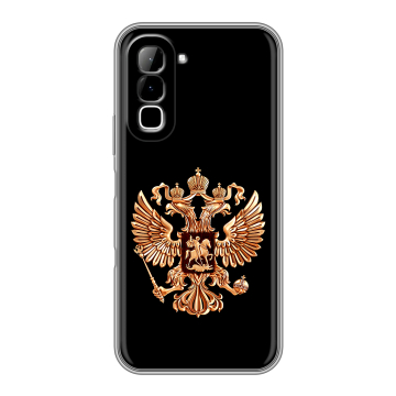 Силиконовый чехол на Infinix Hot 70 с принтом Герб России золотой