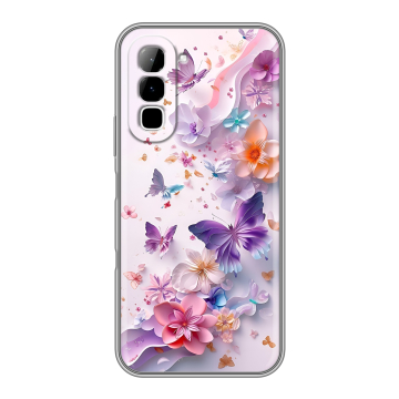 Силиконовый чехол на Infinix Hot 70 с принтом цветы бабочки Силиконовый чехол на Infinix Hot 70 с принтом цветы бабочки
