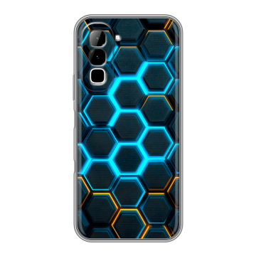 Силиконовый чехол на Infinix Hot 70 с принтом Неоновые соты