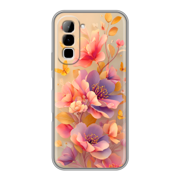 Силиконовый чехол на Infinix Hot 70 с принтом Цветы и бабочки