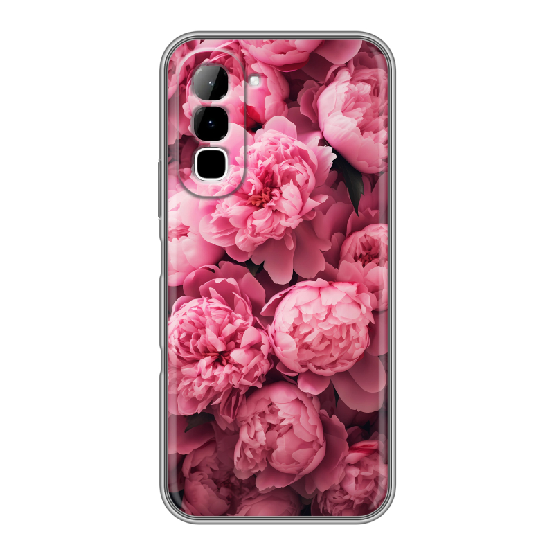 Силиконовый чехол на Infinix Hot 70 с принтом цветы пионы Силиконовый чехол на Infinix Hot 70 с принтом цветы пионы