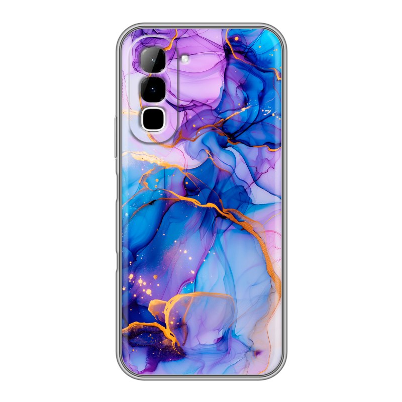 Силиконовый чехол на Infinix Hot 70 с принтом синий мрамор Силиконовый чехол на Infinix Hot 70 с принтом синий мрамор