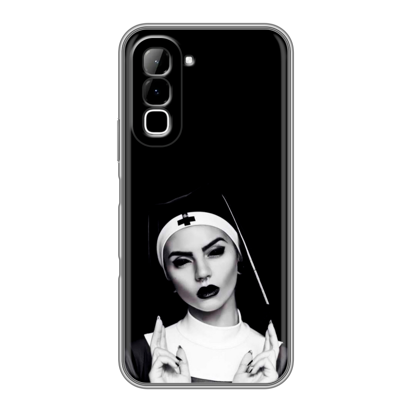 Силиконовый чехол на Infinix Hot 70 с принтом монашка Силиконовый чехол на Infinix Hot 70 с принтом монашка