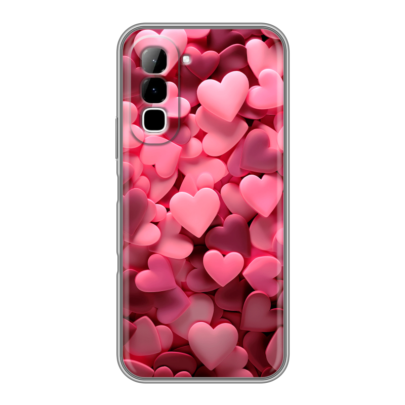 Силиконовый чехол на Infinix Hot 70 с принтом розовые сердечки Силиконовый чехол на Infinix Hot 70 с принтом розовые сердечки