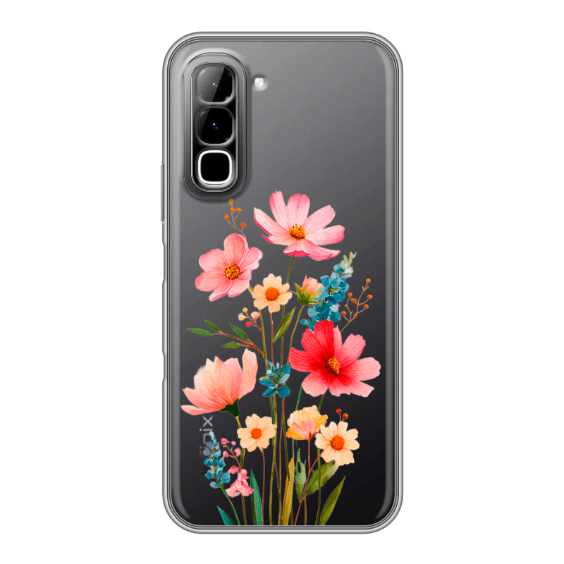 Силиконовый чехол на Infinix Hot 70 с принтом Цветы Силиконовый чехол на Infinix Hot 70 с принтом Цветы