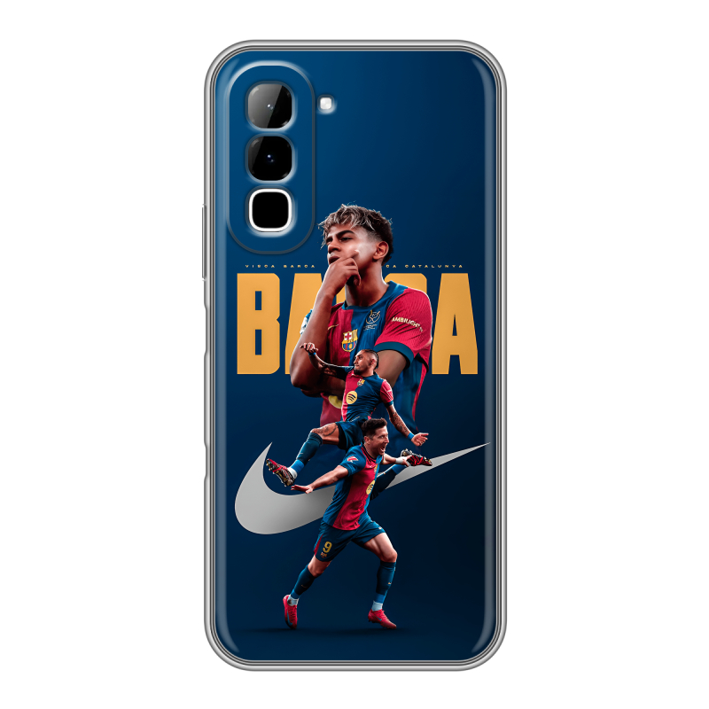 Силиконовый чехол на Infinix Hot 70 с принтом Барселона Barca Yamal Силиконовый чехол на Infinix Hot 70 с принтом Барселона Barca Yamal