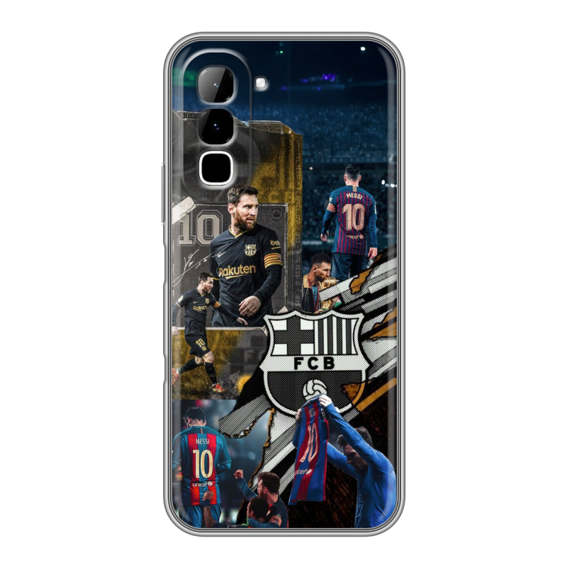 Силиконовый чехол на Infinix Hot 70 с принтом Messi Barcelona Силиконовый чехол на Infinix Hot 70 с принтом Messi Barcelona