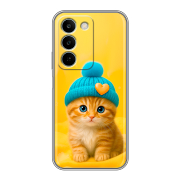 Силиконовый чехол на Realme C83 с принтом Котенок в шапке