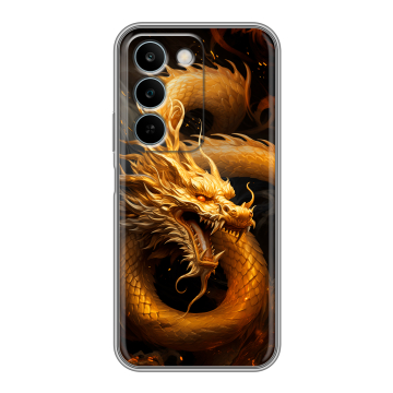 Силиконовый чехол на Realme C83 с принтом Золотой дракон Силиконовый чехол на Realme C83 с принтом Золотой дракон