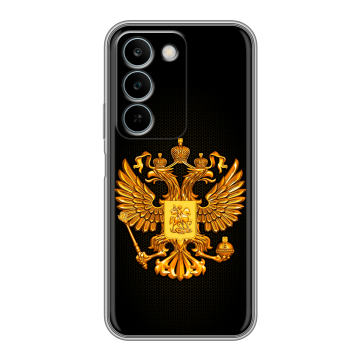 Силиконовый чехол на Realme C83 с принтом Герб России желтый