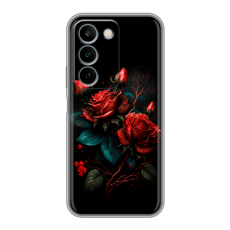 Силиконовый чехол на Realme C83 с принтом Розы красные Силиконовый чехол на Realme C83 с принтом Розы красные