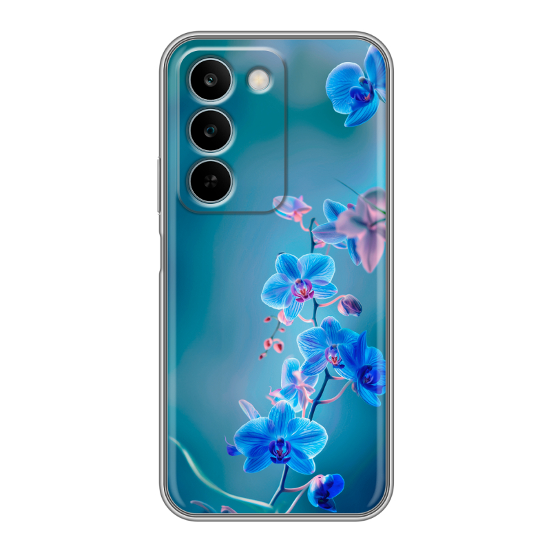 Силиконовый чехол на Realme C83 с принтом Голубые цветы Силиконовый чехол на Realme C83 с принтом Голубые цветы
