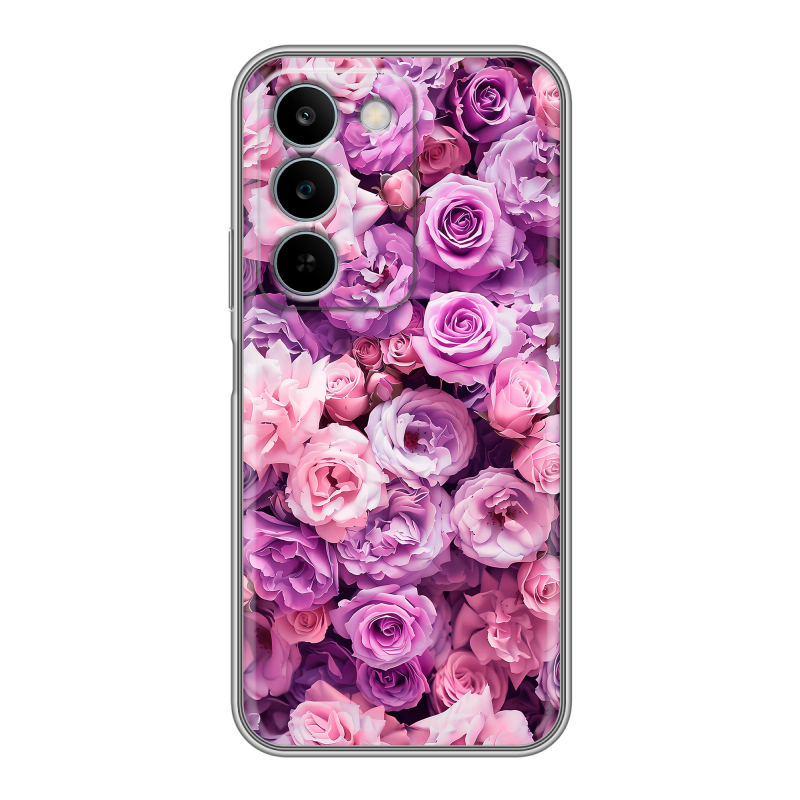 Силиконовый чехол на Realme C83 с принтом лавандовые розы Силиконовый чехол на Realme C83 с принтом лавандовые розы