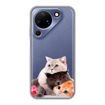 Силиконовый чехол на Huawei Pura 90 с принтом Кошки Силиконовый чехол на Huawei Pura 90 с принтом Кошки