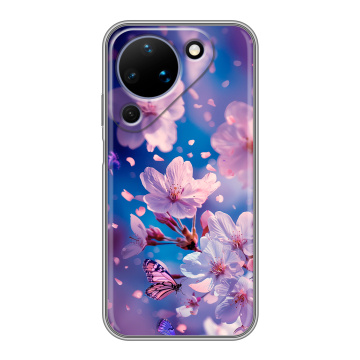 Силиконовый чехол на Huawei Pura 90 с принтом цветы бабочки