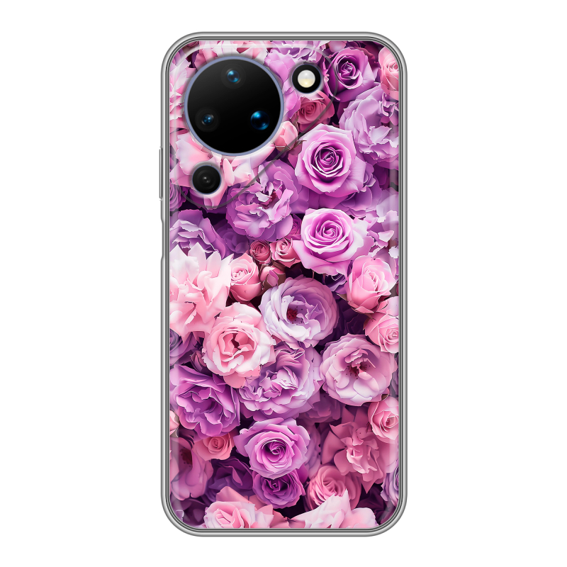 Силиконовый чехол на Huawei Pura 90 с принтом лавандовые розы Силиконовый чехол на Huawei Pura 90 с принтом лавандовые розы