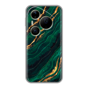 Силиконовый чехол на Huawei Pura 90 Pro Max с принтом Мрамор зеленое золото Силиконовый чехол на Huawei Pura 90 Pro Max с принтом Мрамор зеленое золото