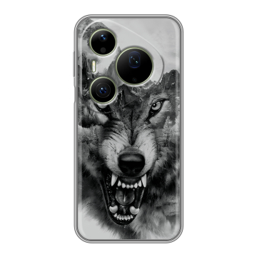 Силиконовый чехол на Huawei Pura 90 Pro Max с принтом Волк Силиконовый чехол на Huawei Pura 90 Pro Max с принтом Волк