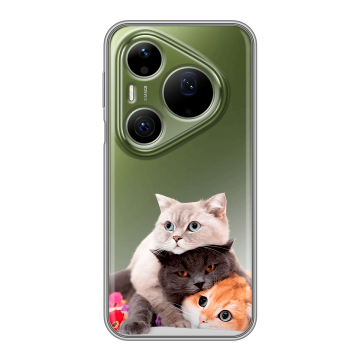 Силиконовый чехол на Huawei Pura 90 Pro Max с принтом Кошки Силиконовый чехол на Huawei Pura 90 Pro Max с принтом Кошки