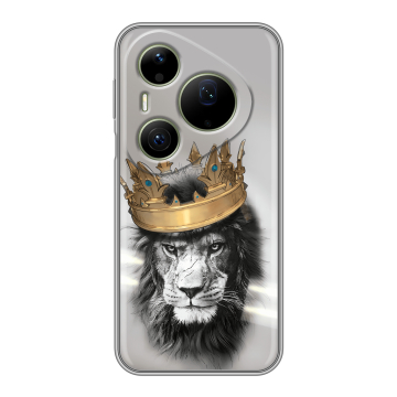 Силиконовый чехол на Huawei Pura 90 Pro Max с принтом Лев с короной Силиконовый чехол на Huawei Pura 90 Pro Max с принтом Лев с короной