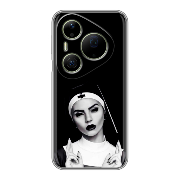 Силиконовый чехол на Huawei Pura 90 Pro Max с принтом монашка