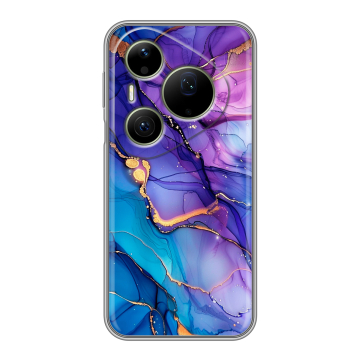 Силиконовый чехол на Huawei Pura 90 Pro Max с принтом синий мрамор