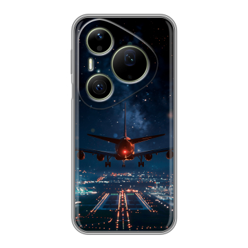 Силиконовый чехол на Huawei Pura 90 Pro Max с принтом самолет