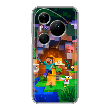 Силиконовый чехол на Huawei Pura 90 Pro Max с принтом Майнкрафт Minecraft Силиконовый чехол на Huawei Pura 90 Pro Max с принтом Майнкрафт Minecraft