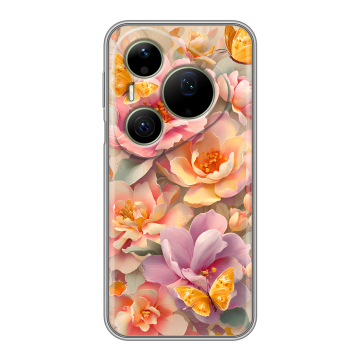 Силиконовый чехол на Huawei Pura 90 Pro Max с принтом Цветы и бабочки