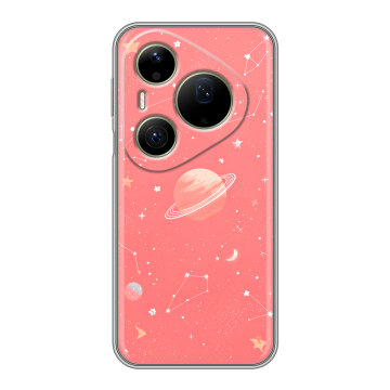 Силиконовый чехол на Huawei Pura 90 Pro Max с принтом Розовый космос