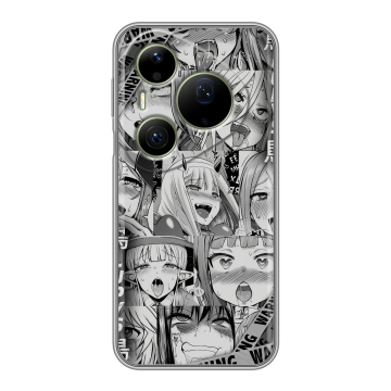 Силиконовый чехол на Huawei Pura 90 Pro Max с принтом Ahegao Ахегао Аниме